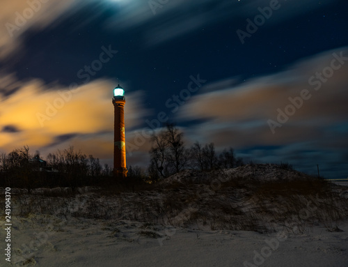 Lighthouse in night, with long exposure
