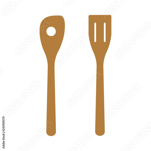 Wooden spatula for the kitchen. Vector illustration. EPS 10.