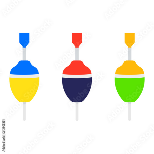Set of fishing float. Fishing floats Icon. Logo. Vector illustration. EPS 10.