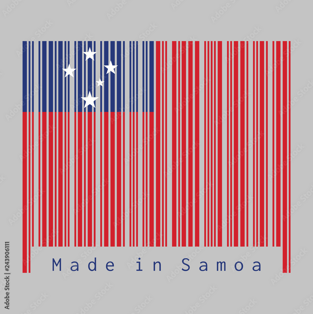 Barcode set the color of Samoa flag, A red field with the blue rectangle and white star. Barcode set the color of Samoa flag, A red field with the blue rectangle and white star.