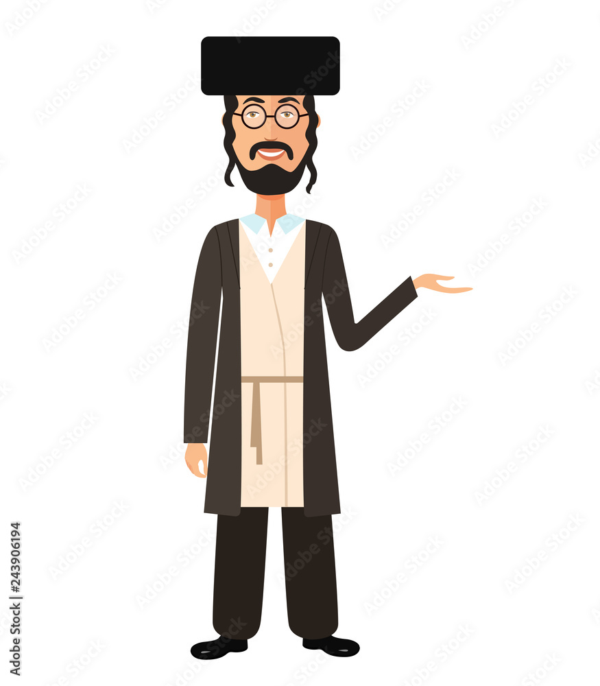 Jewish man presenting vector cartoon isolated on white Jewish man presenting vector cartoon isolated on white