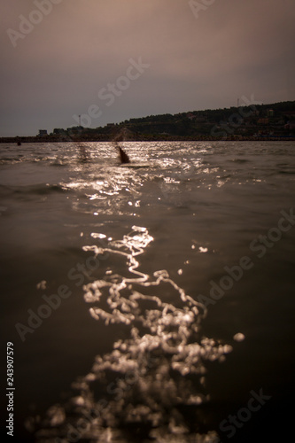 Fototapeta Naklejka Na Ścianę i Meble -  Abstract long exposure image of sunset and the sea