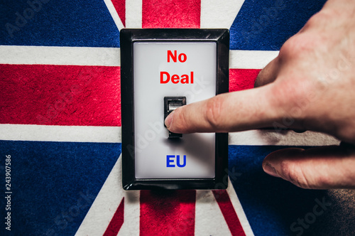 Switch with Brexit and England flag and inscription no Deal and EU