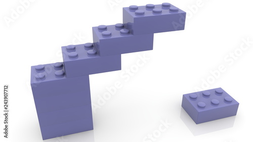 Concept of toy bricks in light purple