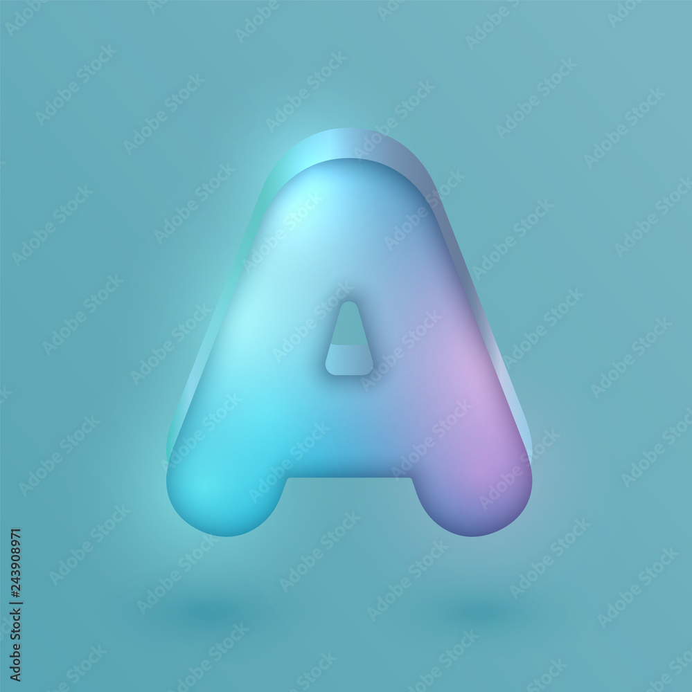 Fototapeta premium 3D realistic neon character, vector