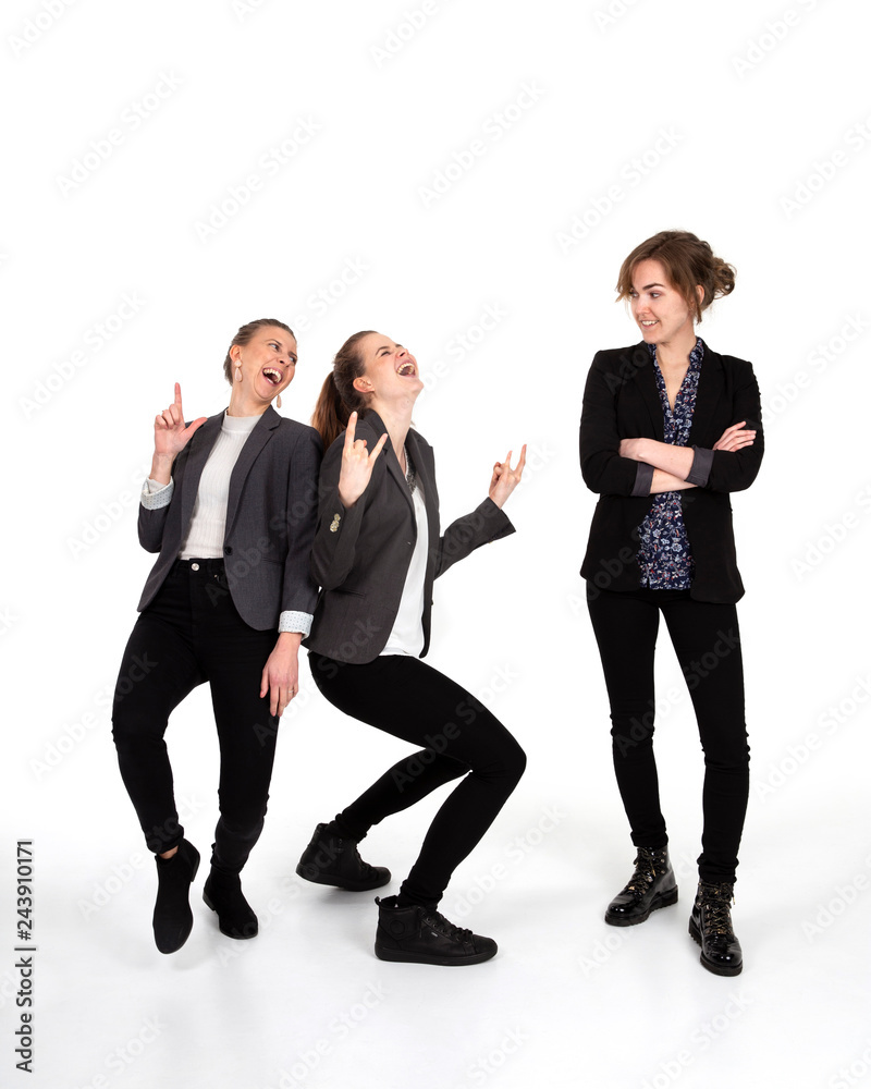Young business women dancing and having fun Young business women dancing and having fun