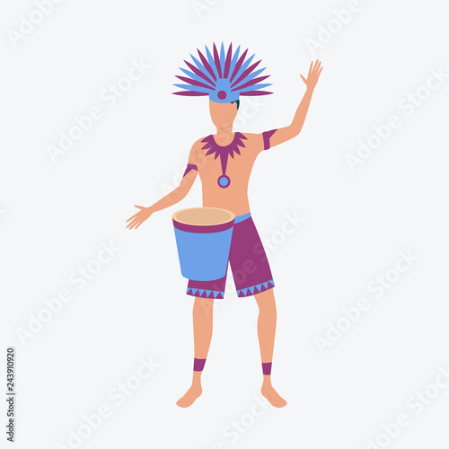 Man in Namerican costume. Young fellow, carnival, festive. Can be used for topics like celebration, greeting, seasonal photo
