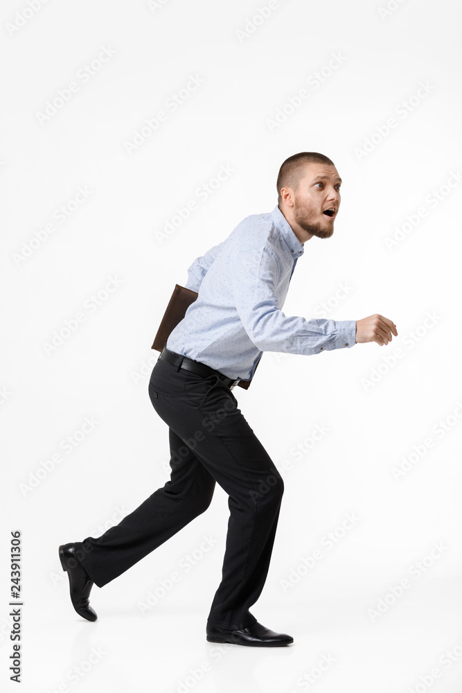 businessman with leather case on white background businessman with leather case on white background