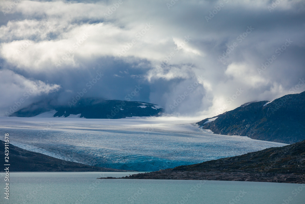 Clouds over the Austdalsbreen glacier Jostedalsbreen National Park Sogn og Fjordane Norway Scandinavia