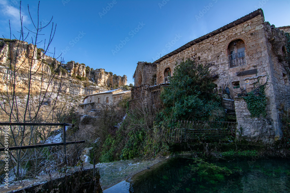 typical House of Orbaneja del Castillo, Burgos, Spain