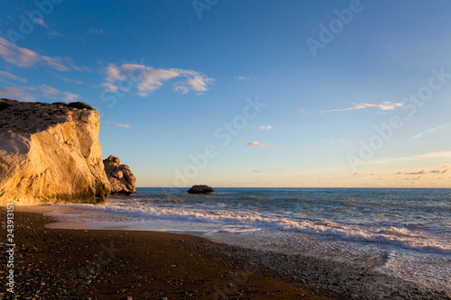 Aphrodite's rock during sunset Cyprus