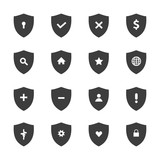 set of protection shield icons