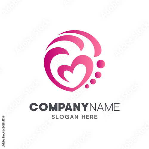 circle heart logo design