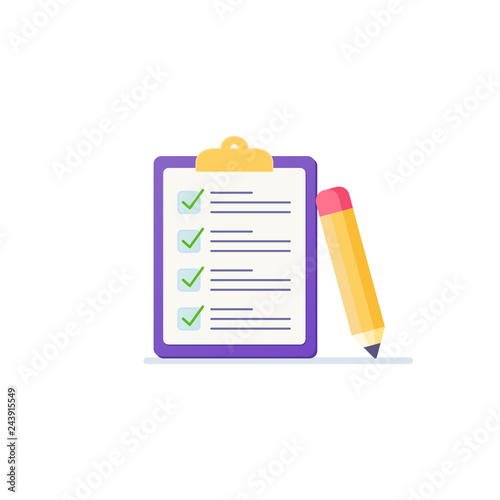 Clipboard complete checklist with pencil