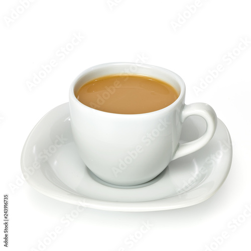 Cup of tea with milk / Coffee milk in glass cup with clipping path