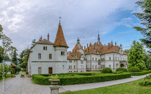 Schönborn castle and palace. Gothic architecture. Built in Eastern Europe, Transcarpathian region. Now it is Ukraine, and earlier - Austria-Hungary.