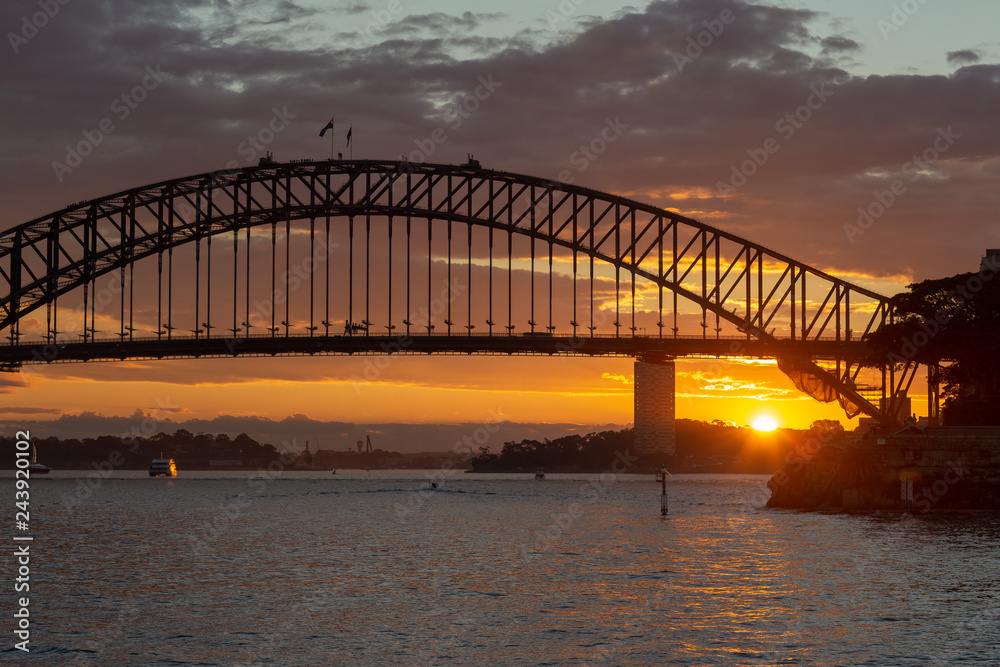 Sidney Harbor and bridge at sunset Sidney Harbor and bridge at sunset