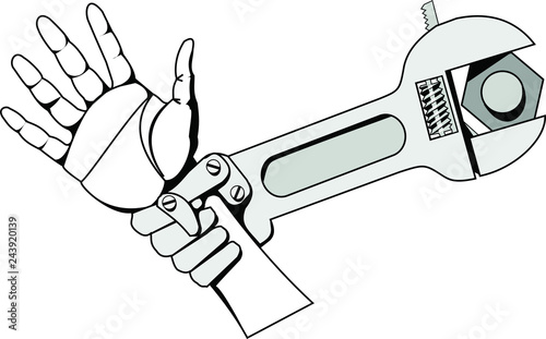 Black-and-white vector picture iron grip of revived wrench