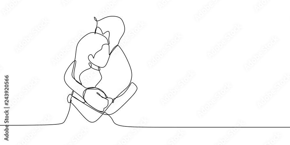 Drawing a continuous line of romantic couple Vector Image