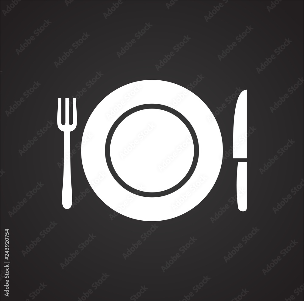 Dish icon on black background for graphic and web design, Modern simple vector sign. Internet concept. Trendy symbol for website design web button or mobile app Dish icon on black background for graphic and web design, Modern simple vector sign. Internet concept. Trendy symbol for website design web button or mobile app