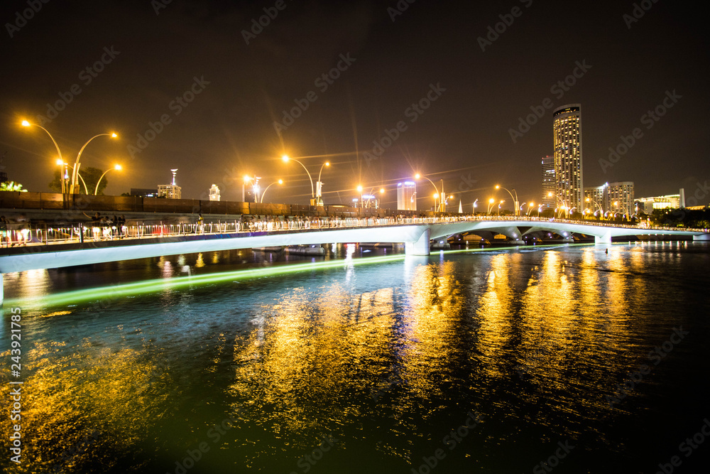 Esplanade Bridge at night light