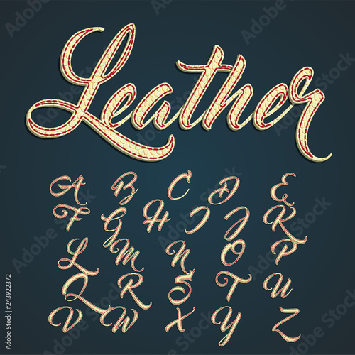 Leather font lowercase characters, vector