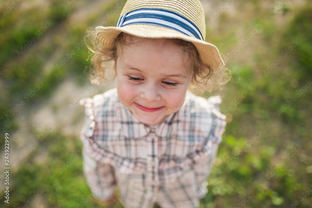 Cute baby girl portrait outdoor in summer day Cute baby girl portrait outdoor in summer day