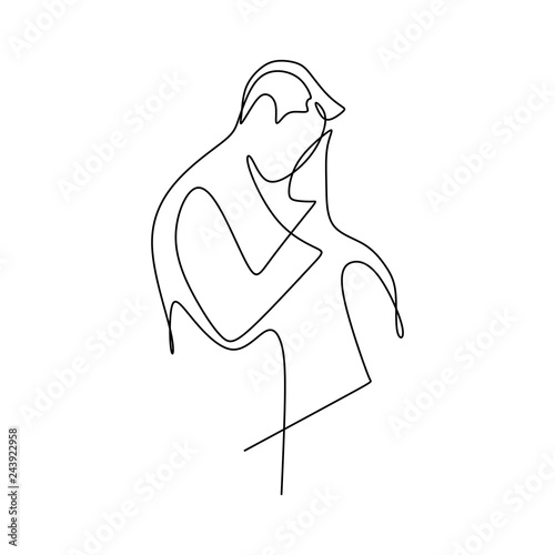 couple valentine with single continuous one line drawing vector illustration romantic creative minimalist concept