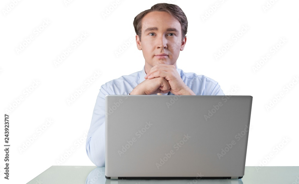 Portrait of a Businessman Working with Laptop Portrait of a Businessman Working with Laptop