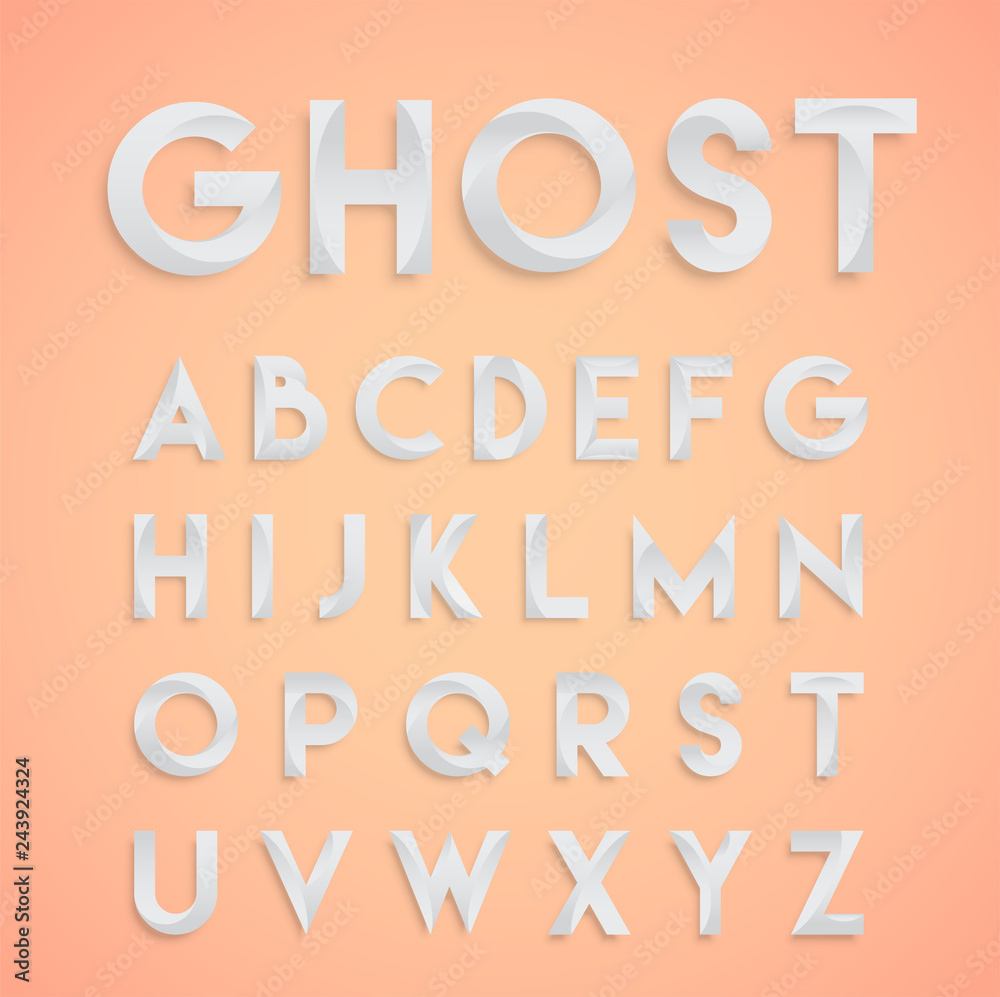 'Ghost' white design typeface, vector