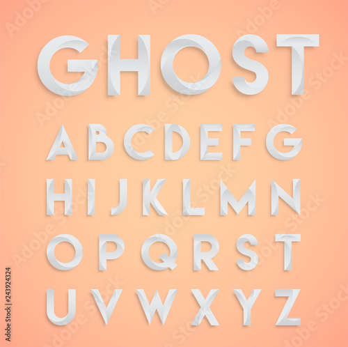 'Ghost' white design typeface, vector