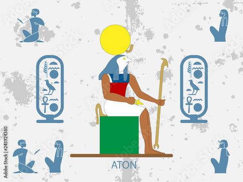 Ancient egypt backgrounds. Sun god - Aton. Sun God of Ancient Egypt.