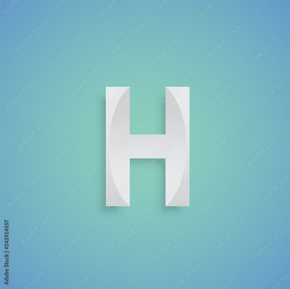 White paper character on blue background from a typeset, vector White paper character on blue background from a typeset, vector