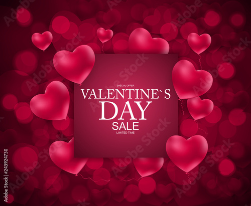 Valentines Day Sale, Discont Card. Vector Illustration