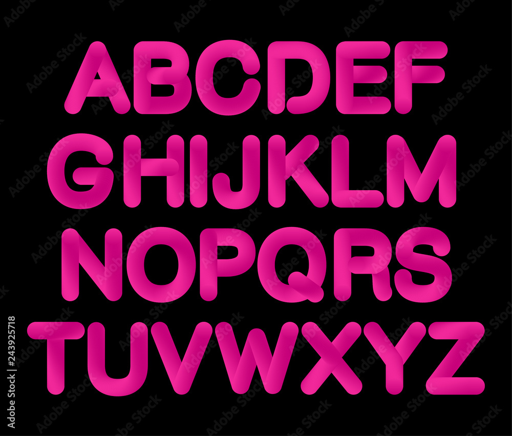 Soft flexible tube neon 3D gradient Alphabet in trendy 2019 color Plastic Pink Soft flexible tube neon 3D gradient Alphabet in trendy 2019 color Plastic Pink