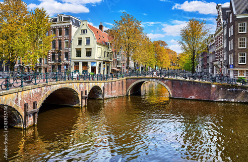 Bridges on the channel in Amsterdam, Netherlands. Traditional