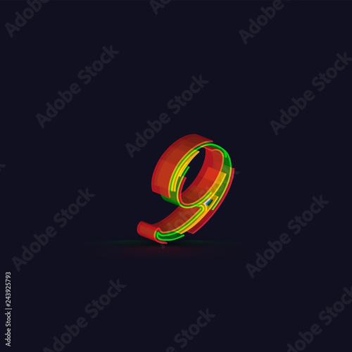 3D colorful character from a fontset, vector