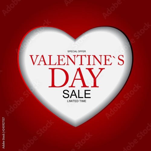 Valentines Day Sale, Discont Card. Vector Illustration