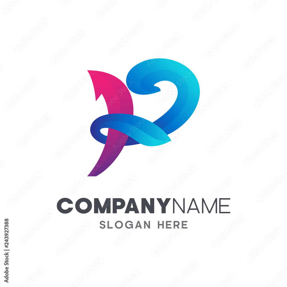 Obraz premium initial letter P logo design