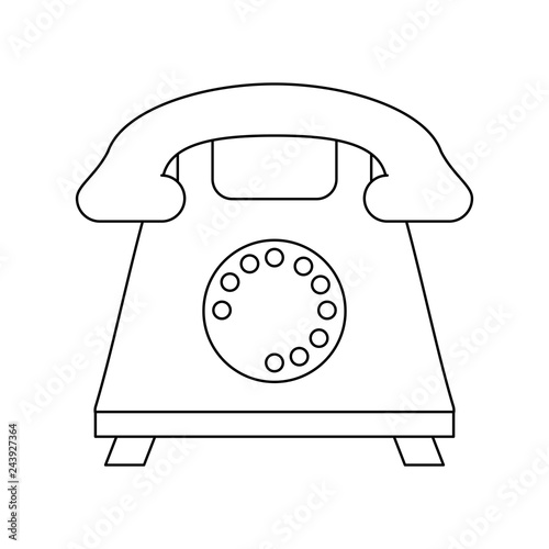 Vintage telephone symbol black and white