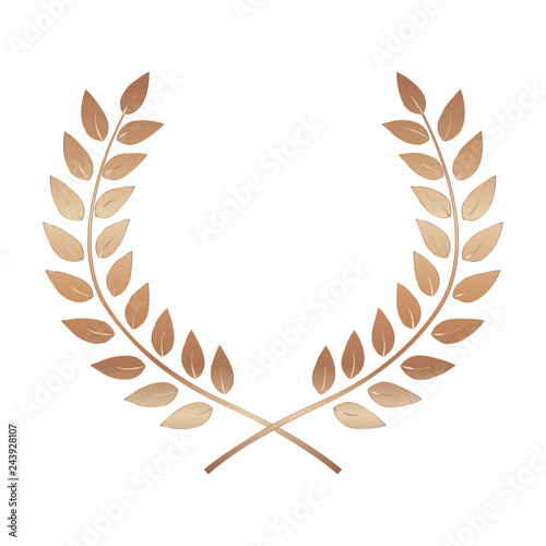 Bronze  Award Laurel Wreath. Winner Leaf label,  Symbol of Victory. Vector Il...