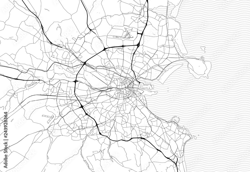 Obraz premium Mapa obszaru Dublina, Irlandia
