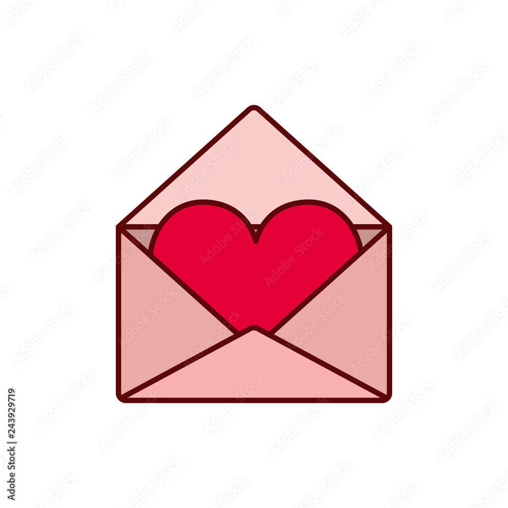 envelope of letter with heart isolated icon