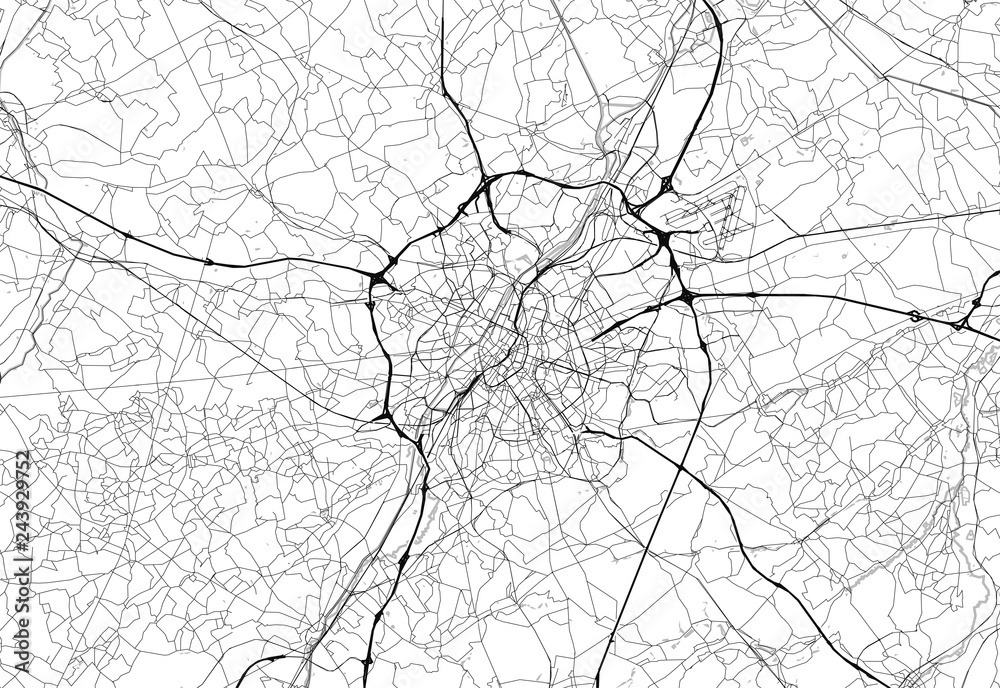 Fototapeta premium Area map of Brussels, Belgium