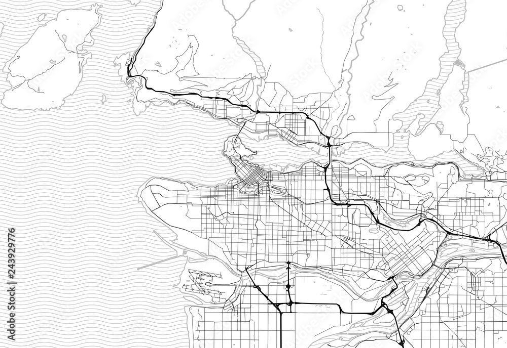 Obraz premium Mapa obszaru Vancouver, Kanada