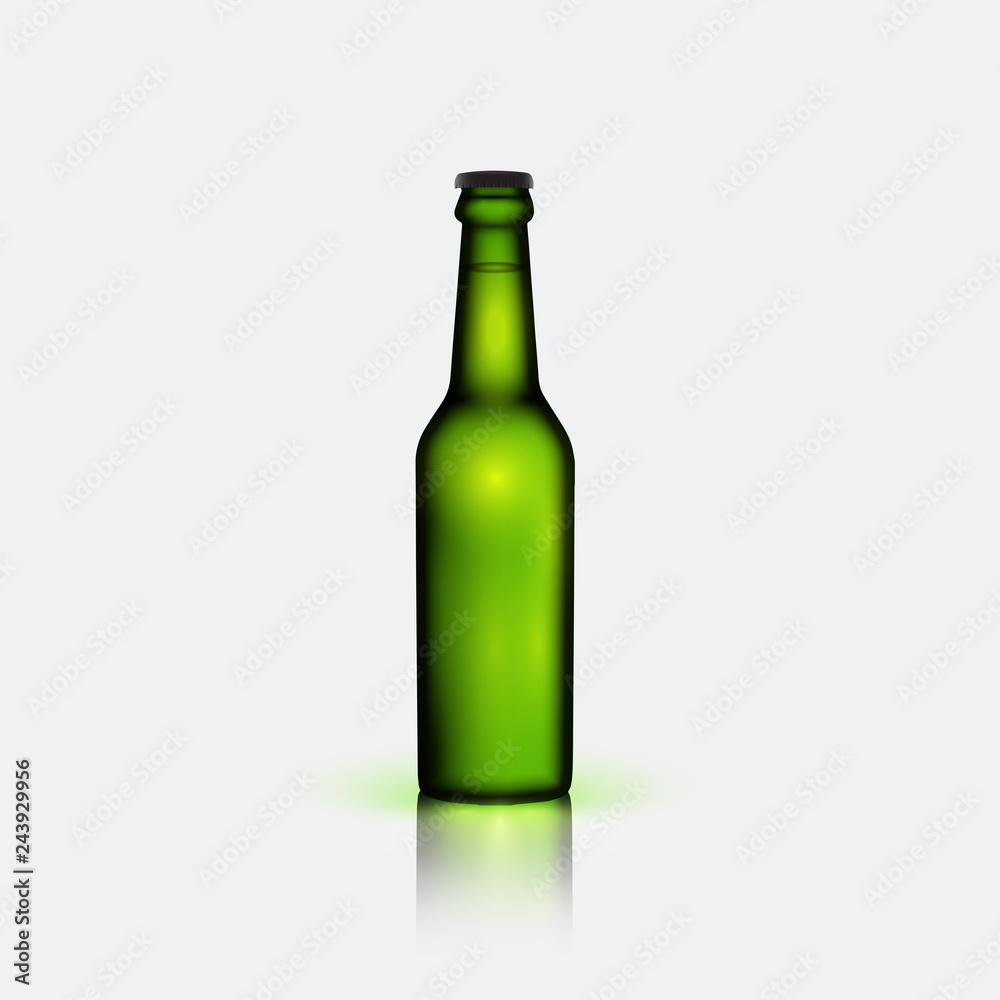 Green realistic bottle of beer, vector illustration Green realistic bottle of beer, vector illustration
