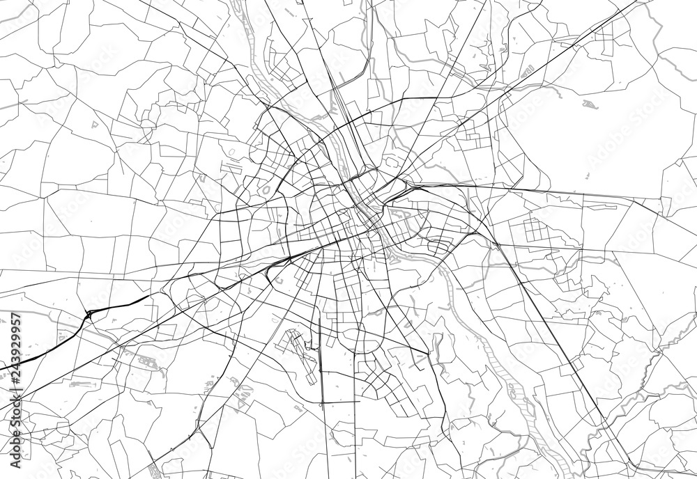 Area map of Warsaw, Poland - obrazy, fototapety, plakaty 