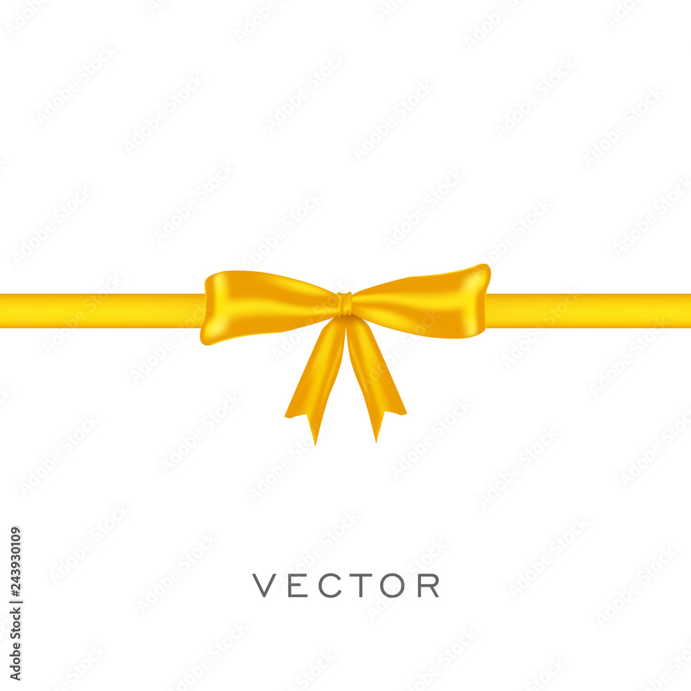 yellow Satin Bow Isolated white on Background. Vector yellow Satin Bow Isolated white on Background. Vector