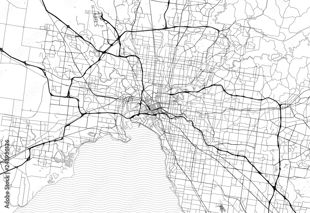 Fototapeta premium Mapa obszaru Melbourne, Australia