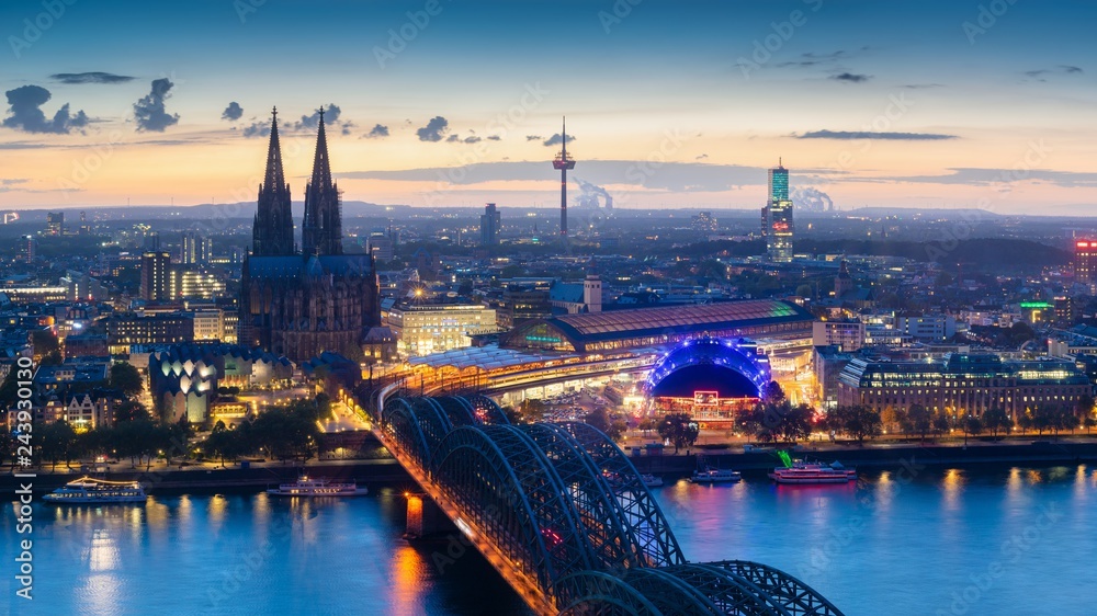 Cologne Skyline Panorama at dusk